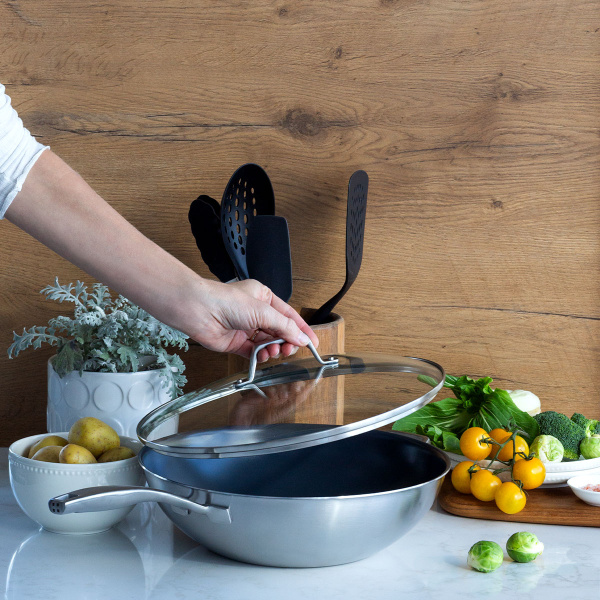Wok mit Glasdeckel ø 30 cm | Sirius Terra