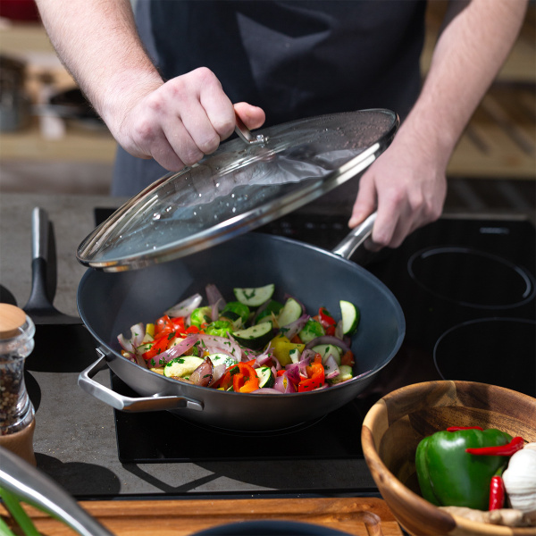 Wok mit Glasdeckel ø 30 cm | Sirius Terra