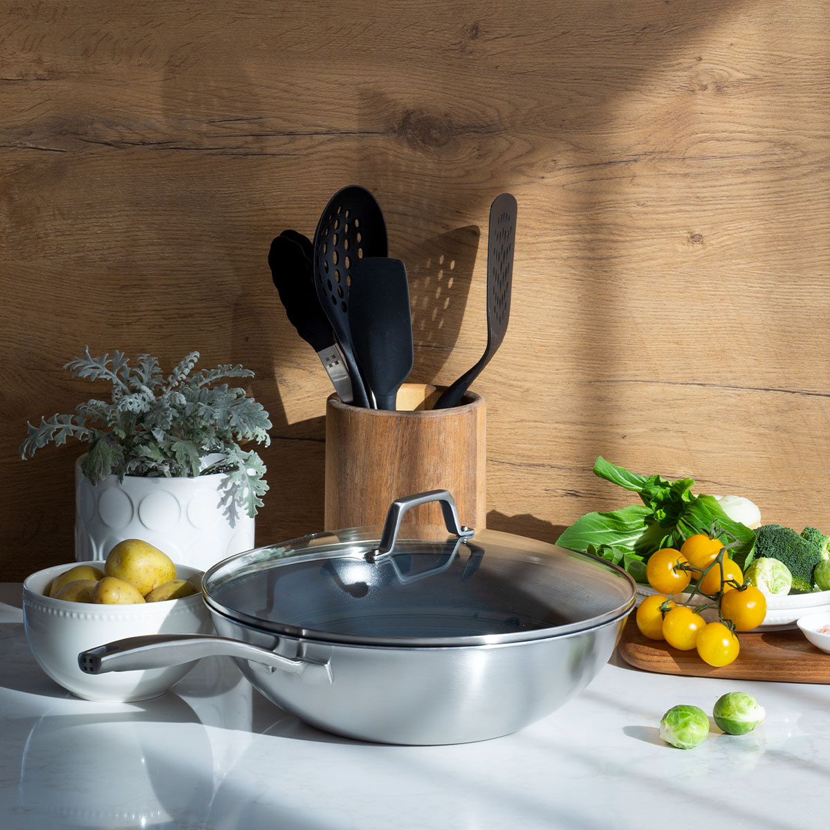 Wok mit Glasdeckel ø 30 cm | Sirius Terra