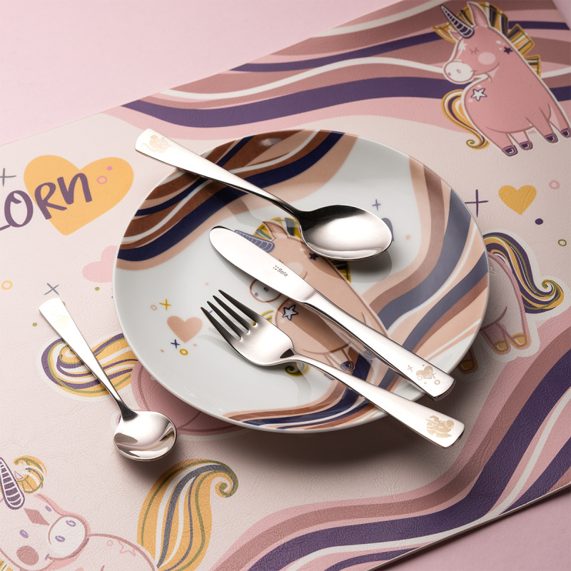 Unicorn Kinderbesteckset 4-tlg. — KIDS WORLD poliert