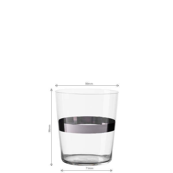 Tumbler-Gläser mit Platin-Streifen 440 ml 6er-Set - 21st Century Glas Lunasol META Glass