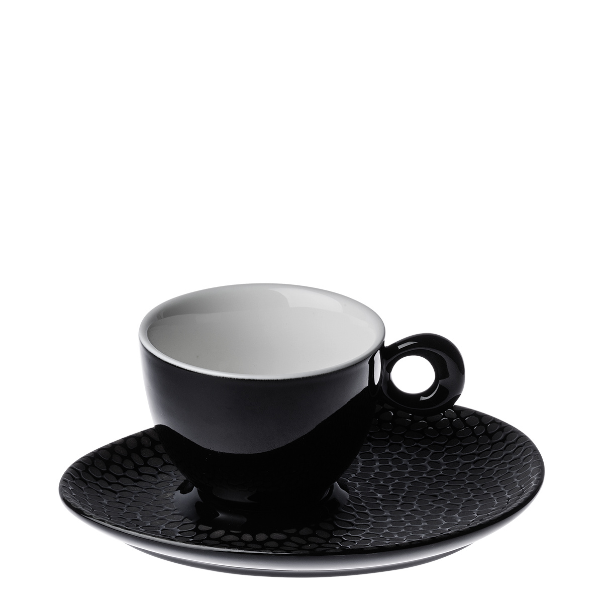 Kaffeeuntertasse strukturiert schwarz-grau – Flow