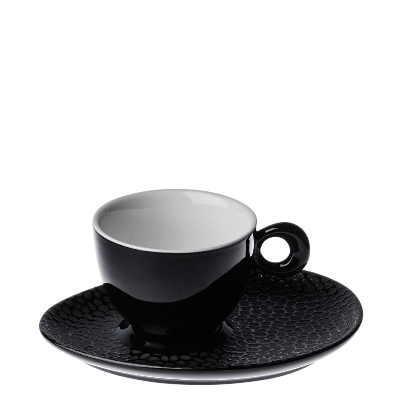 Kaffeeuntertasse strukturiert schwarz-grau – Flow