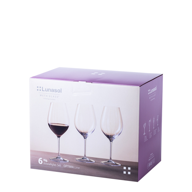 Rotweingläser 660 ml 6er-Set - Optima Line Glas Lunasol