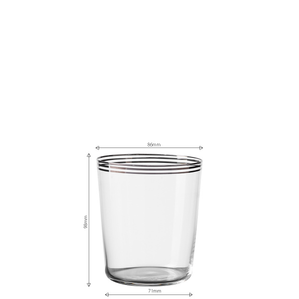 Tumbler-Gläser mit drei Streifen in Platin 440 ml 6er-Set - 21st Century Glas