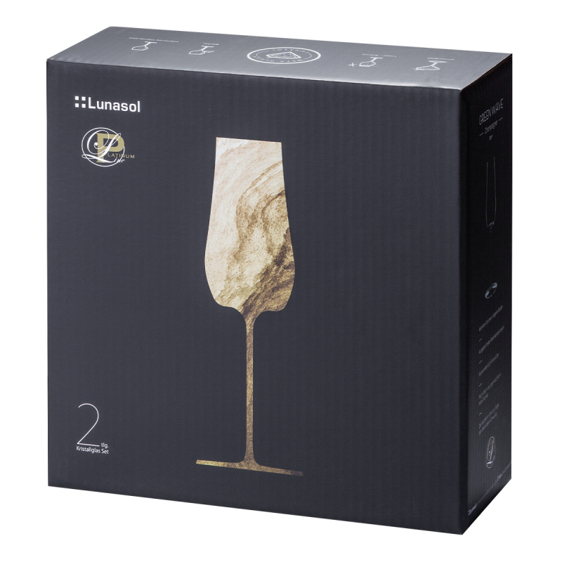 Champagner-Glas 220 ml Set 2-tlg. Green Wave Glas Lunasol