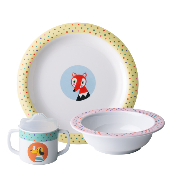 Kinder-Melamin-Set 3-tlg. – Kids WORLD Animals