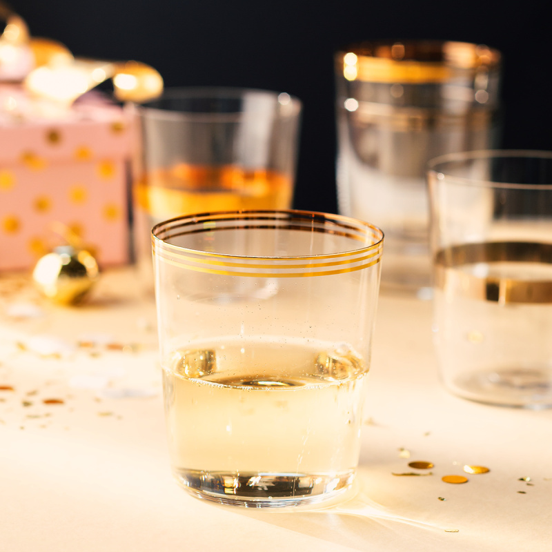 Tumbler-Gläser mit drei Goldstreifen 440 ml 6er-Set - 21st Century Glas