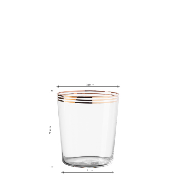 Tumbler-Gläser mit drei Goldstreifen 440 ml 6er-Set - 21st Century Glas