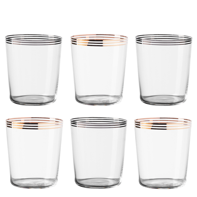 21st Century Glas Lunasol Set 6-tlg Gold/Platin 3 Streifen Mix