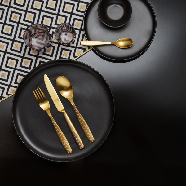 Besteck-Set 24-tlg. - Gaya All Satin gold - Chevron