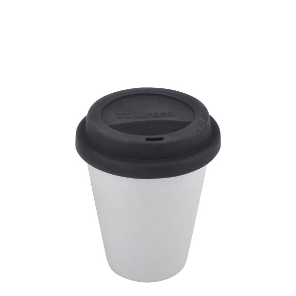 Mug weiss mit Silikondeckel schwarz 2 dl - Traveller Lunasol