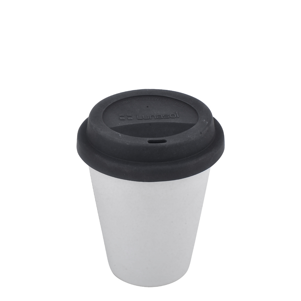 Mug weiss mit Silikondeckel schwarz 2 dl - Traveller Lunasol