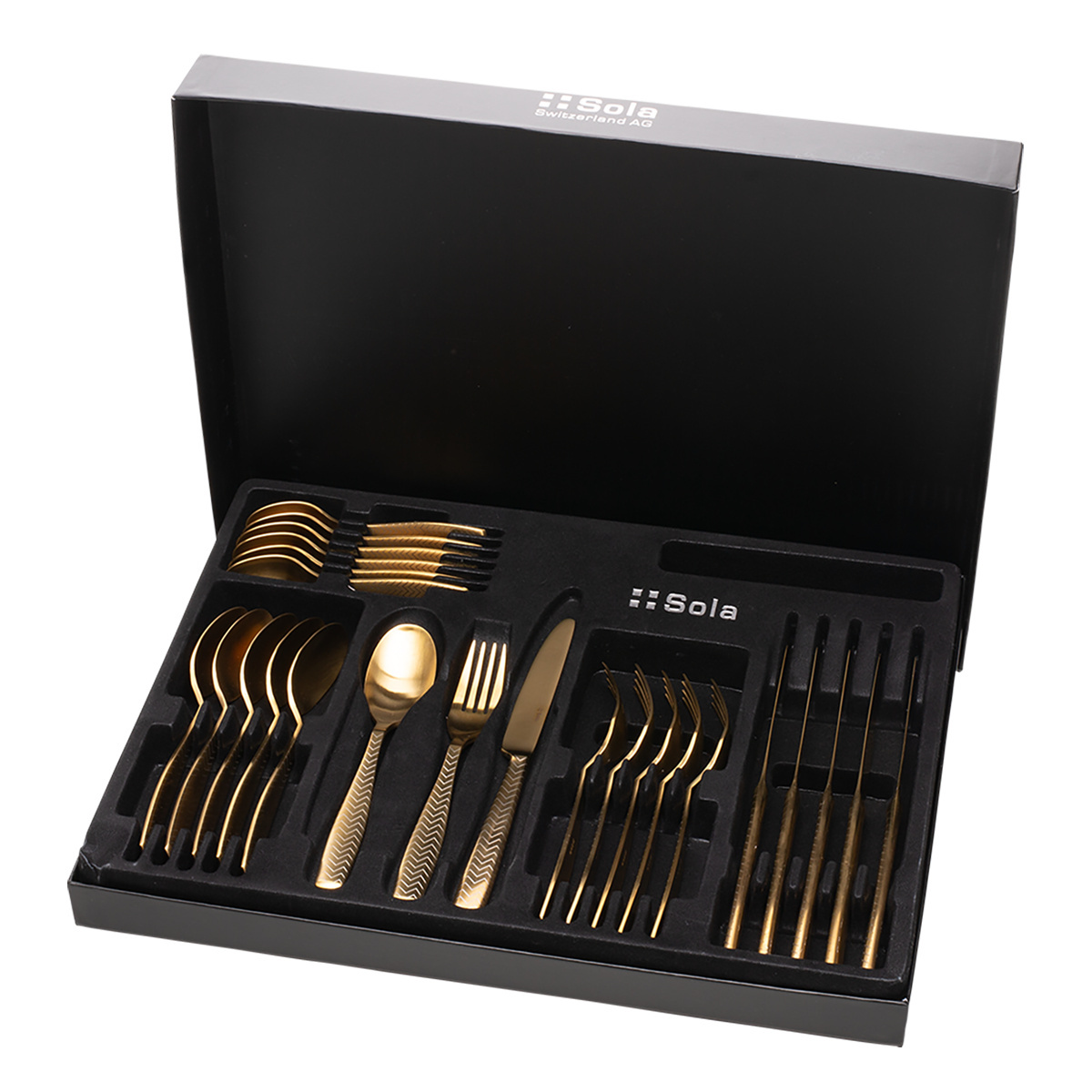 Besteck-Set 24-tlg. - Gaya All Satin gold - Chevron