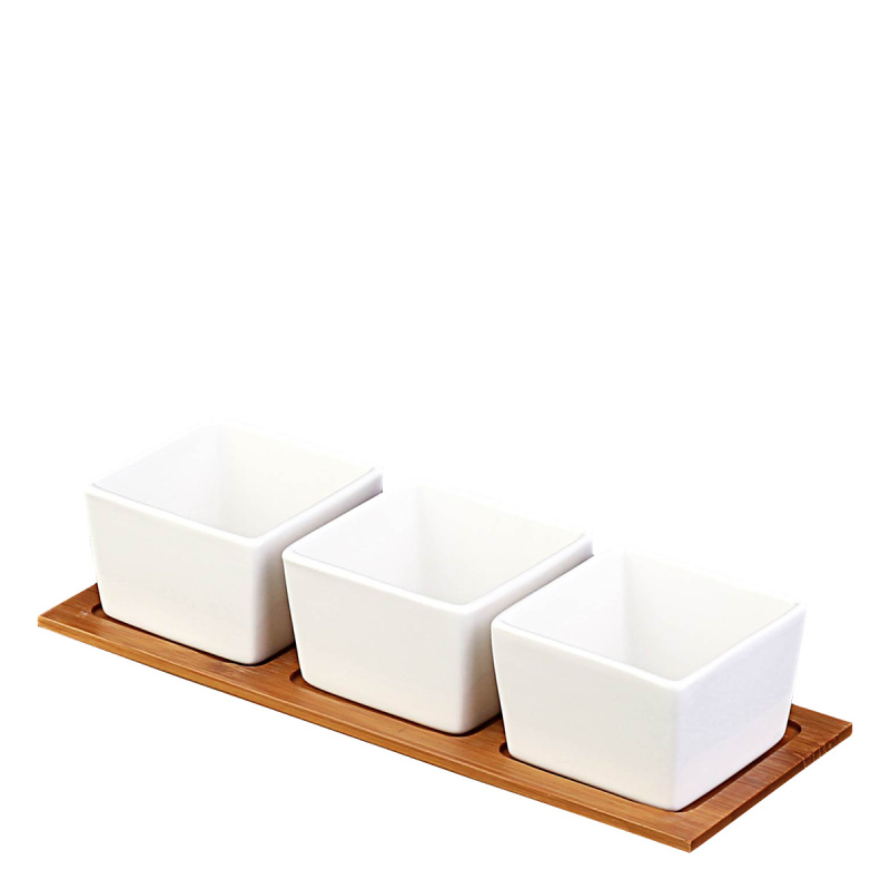 Schälchen-Set auf Bambustablett (4-tlg.) - Basic