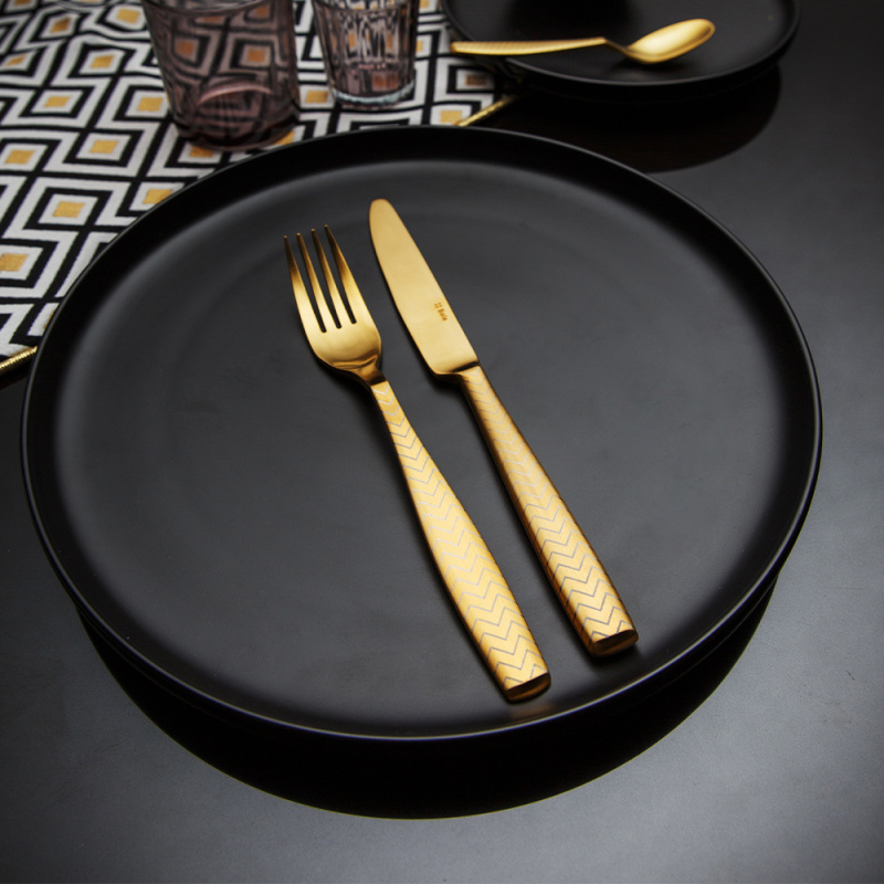 Besteck-Set 24-tlg. - Gaya All Satin gold - Chevron