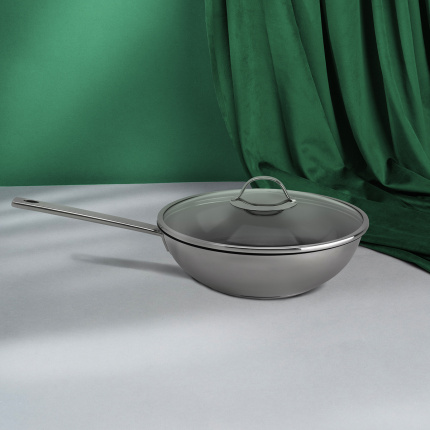 Wok mit Glasdeckel ø 28 cm | Orion Inox