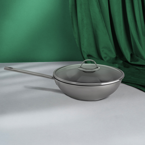Wok mit Glasdeckel ø 28 cm | Orion Inox