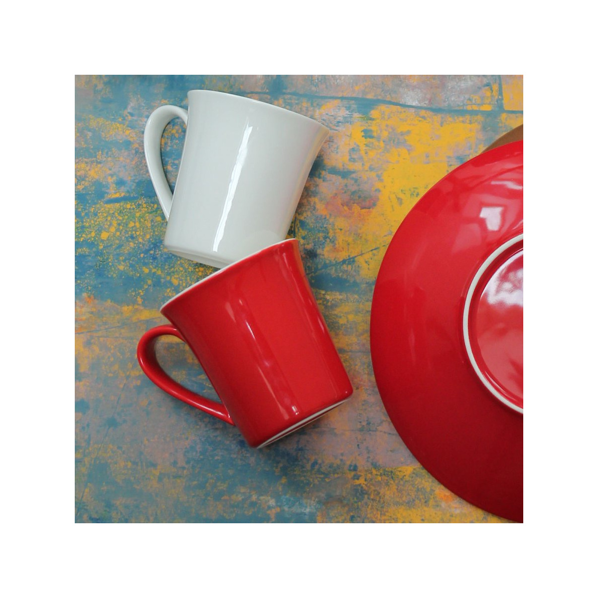 Kaffeebecher mit Henkel konisch - RGB