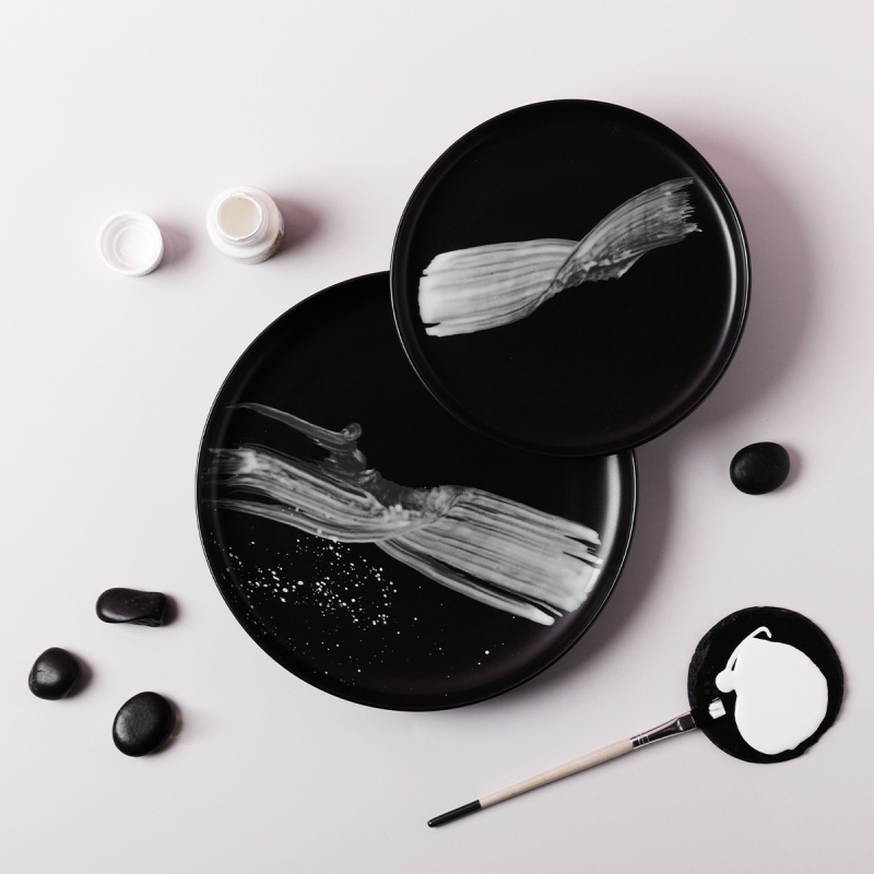 Teller flach U-Coupe schwarz ø20 cm – Gaya Atelier Flow Art
