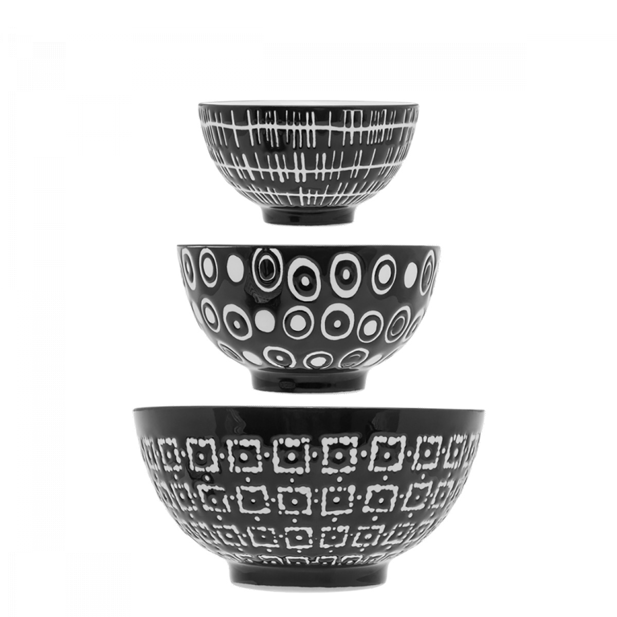 Müslischalen-Set 3-tlg. - Basic Dots Black