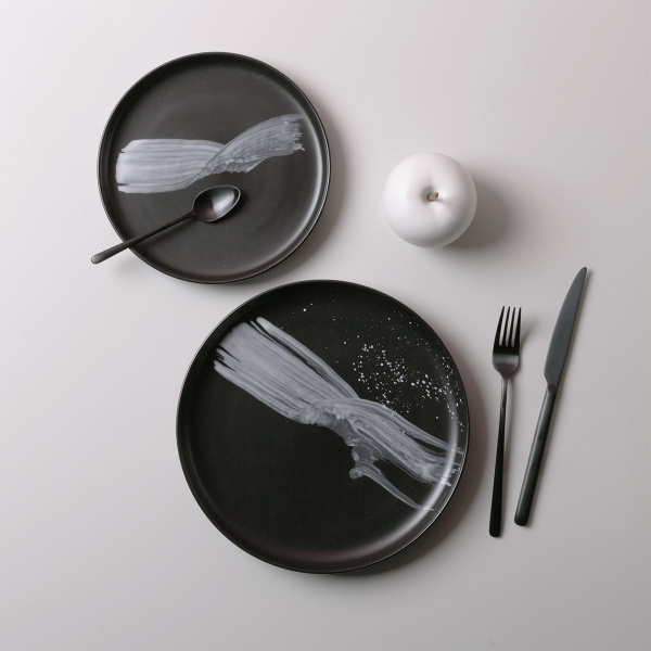 Teller flach U-Coupe schwarz ø20 cm – Gaya Atelier Flow Art