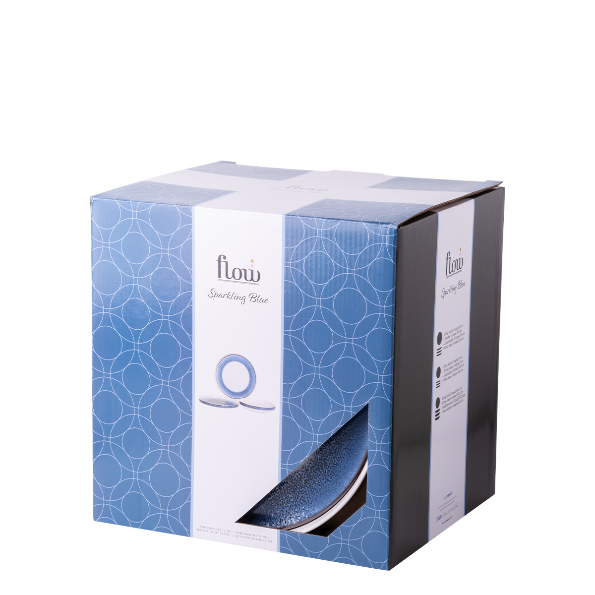 Teller-Set 12-tlg. U-Coupe – Flow Lunasol sparkling blue