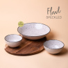 Set 4-tlg. Flowl Gaya Atelier light grey speckled + Tablett Triangle Akazie