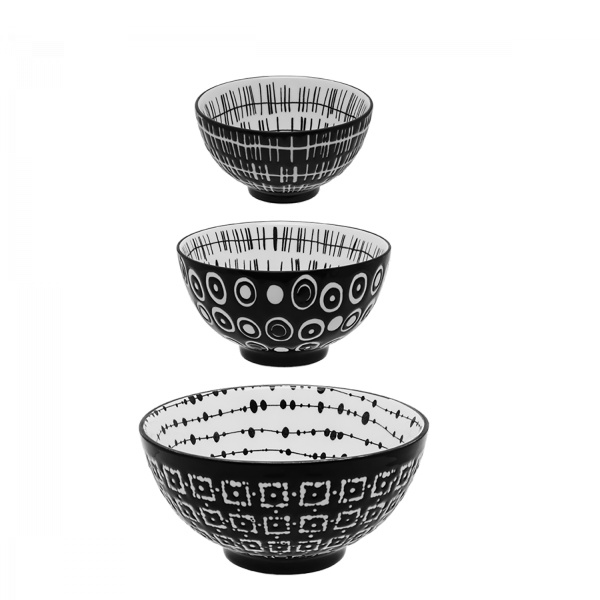 Müslischalen-Set 3-tlg. - Basic Dots Black
