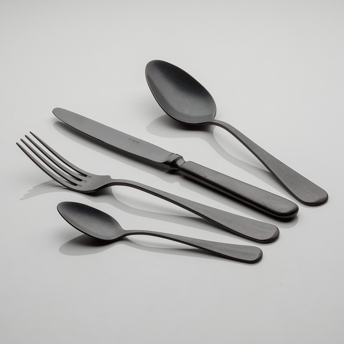 Besteckset 24-tlg. – Dessert – Baguette Vintage schwarz Stone Wash