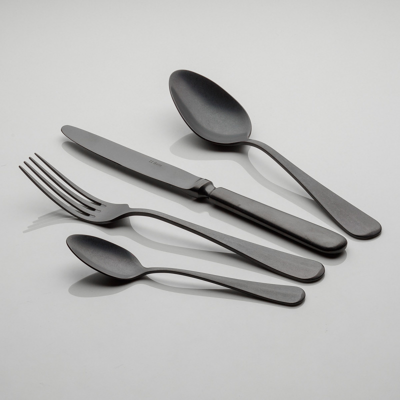 Besteckset 24-tlg. – Dessert – Baguette Vintage schwarz Stone Wash
