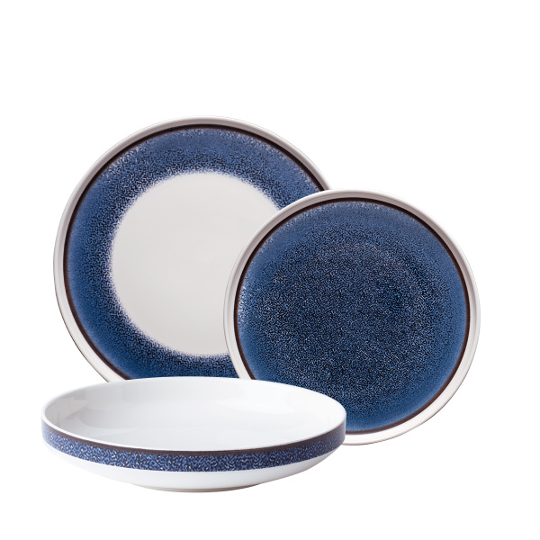 Teller-Set 12-tlg. U-Coupe – Flow Lunasol sparkling blue