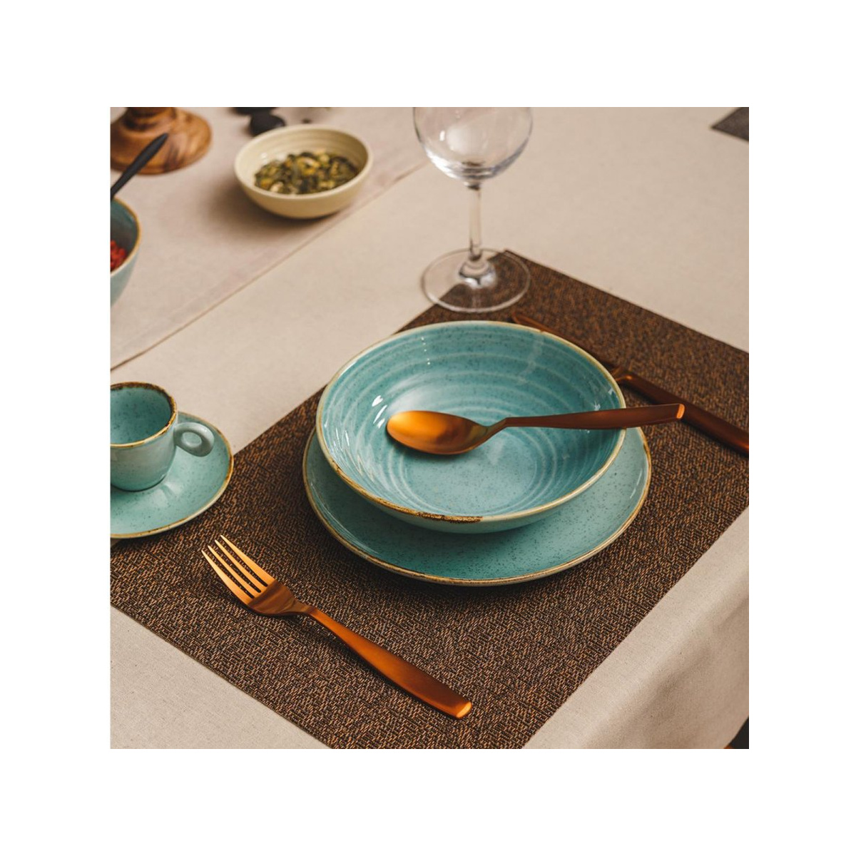 Porzellan-Set 30 tlg. - Gaya Sand türkis