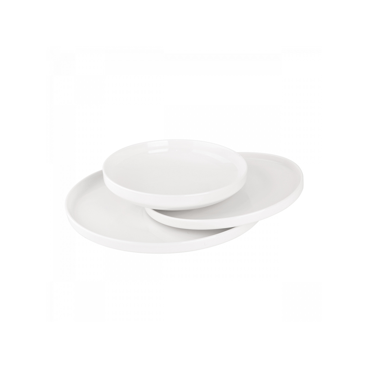 Set weißer Teller U-Coupe 12-tlg. — Flow Lunasol
