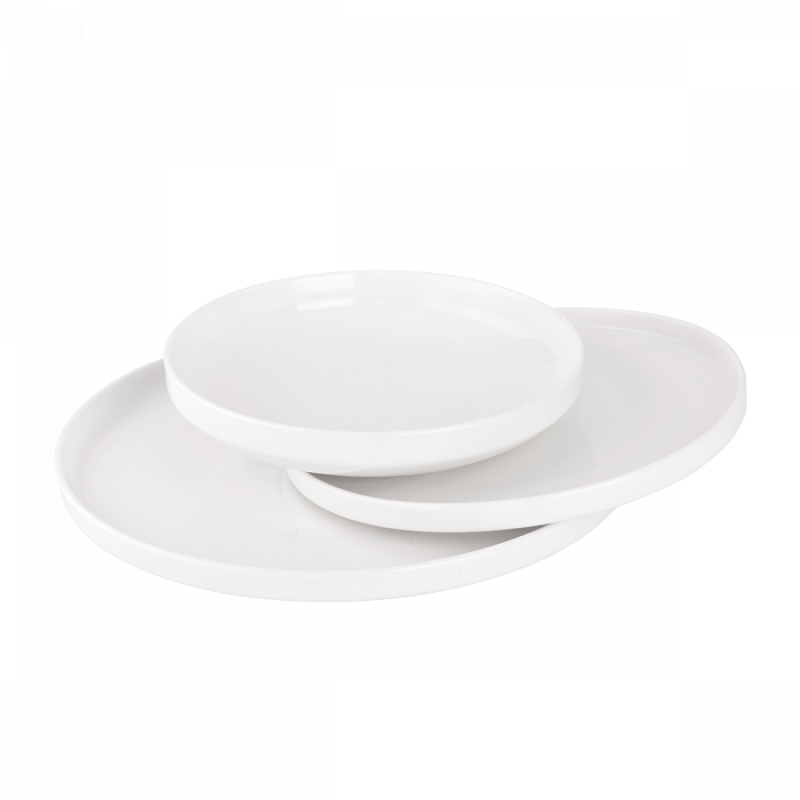 Set weißer Teller U-Coupe 12-tlg. — Flow Lunasol