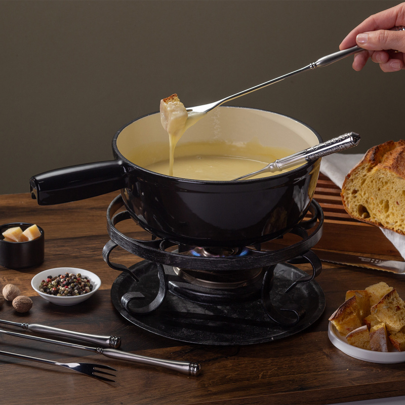 Gusseisen Fondue-Topf emailliert schwarz ø 22 cm - Jupiter Lunasol