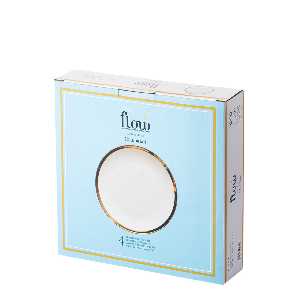 Dessertteller Coupe 20.5 cm Set 4-tlg. - FLOW Lunasol mit Gold-Rand