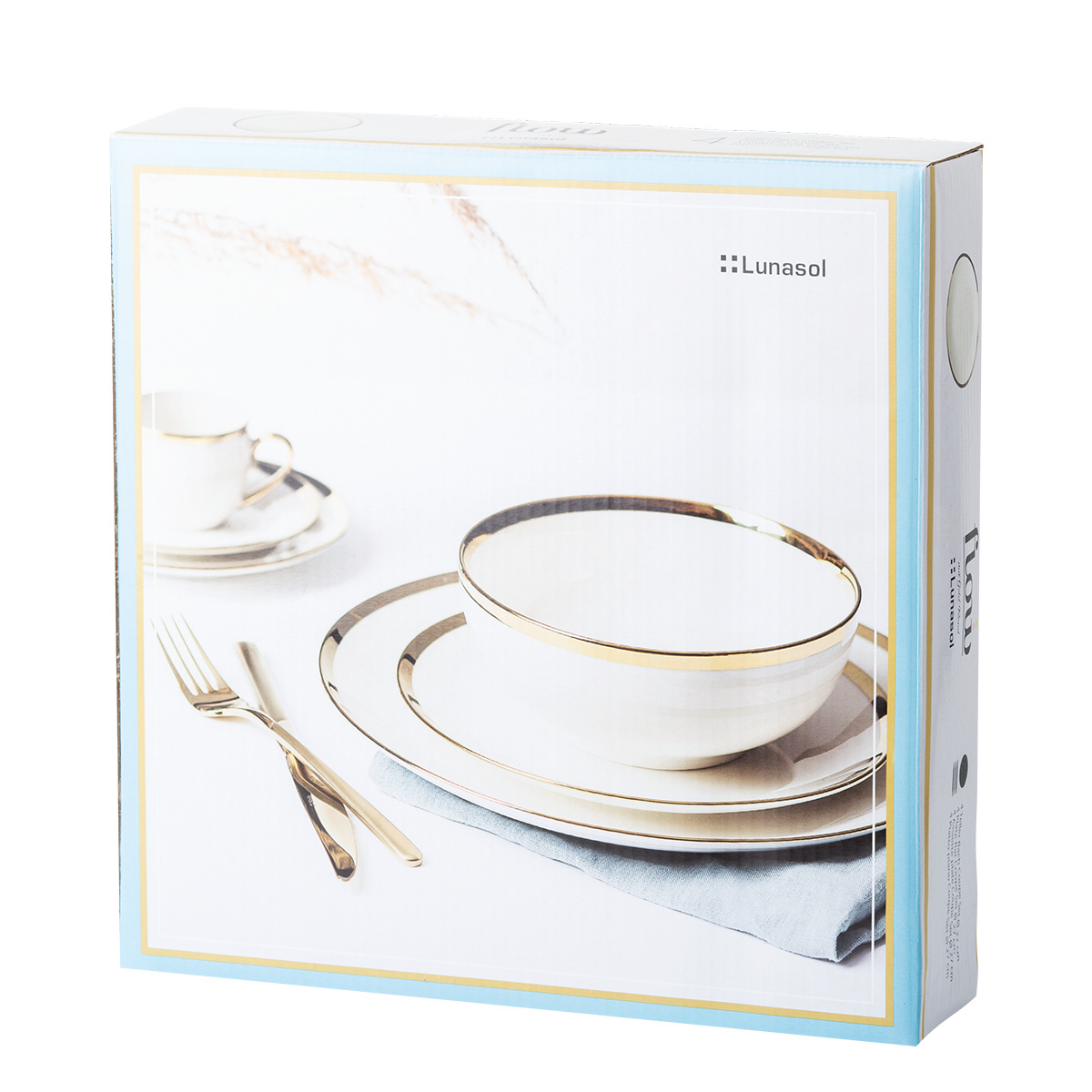 Teller flach Coupe 27 cm Set 4-tlg. - FLOW Lunasol mit Gold-Rand