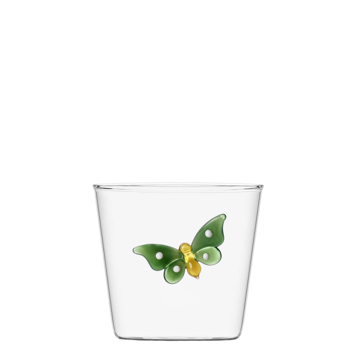Glas mit grünem Schmetterling 350 ml