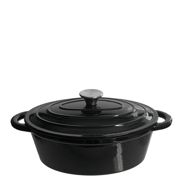 Gusseisentopf / Cocotte schwarz oval 28 x 20 cm - Basic Lunasol