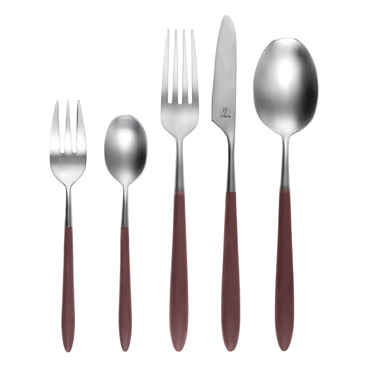Besteckset 5-tlg. – GAYA Exeter Stiel taupe matt