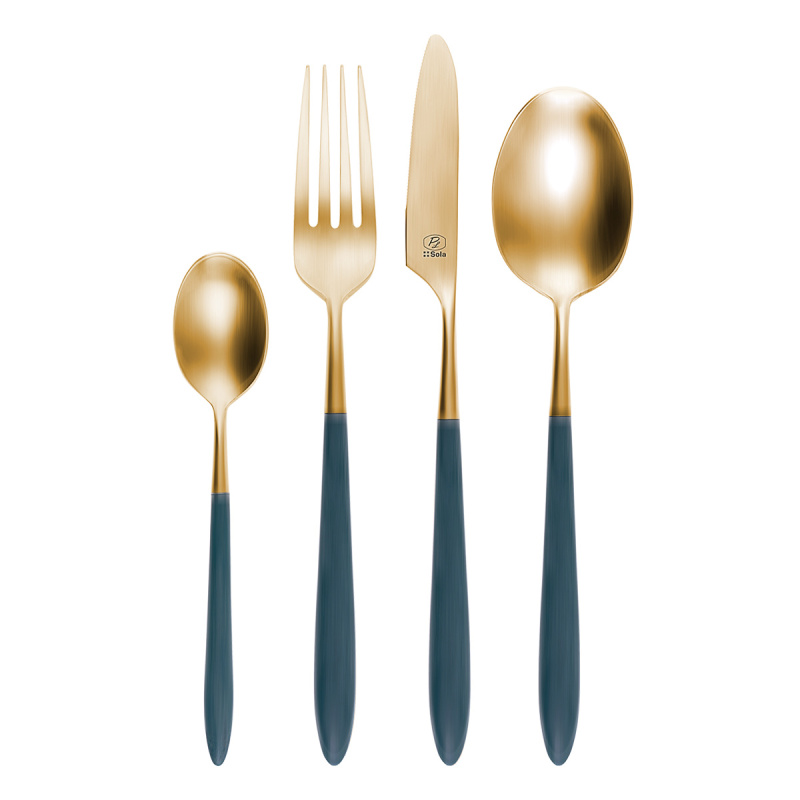 Besteckset 24-tlg. – Gaya Exeter Gold Stiel Vintage grün matt