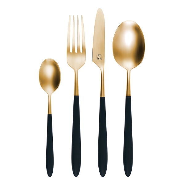 Besteckset 24-tlg. – Gaya Exeter Gold Stiel grau-schwarz matt