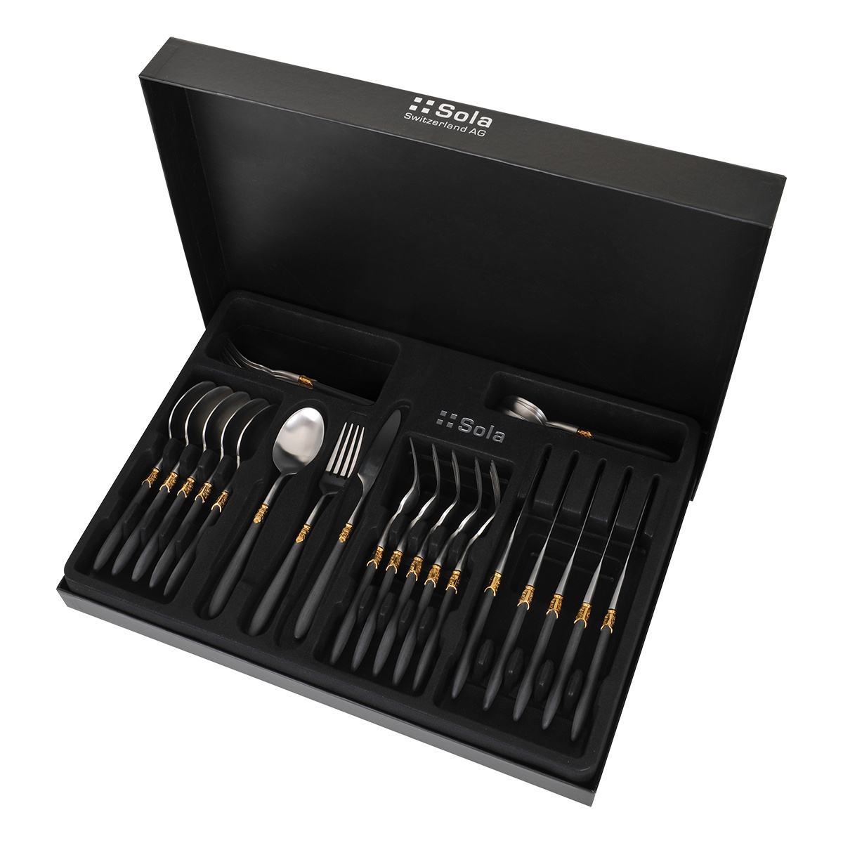 Besteckset 30-tlg. - Gaya Exeter Gold Ring schwarz