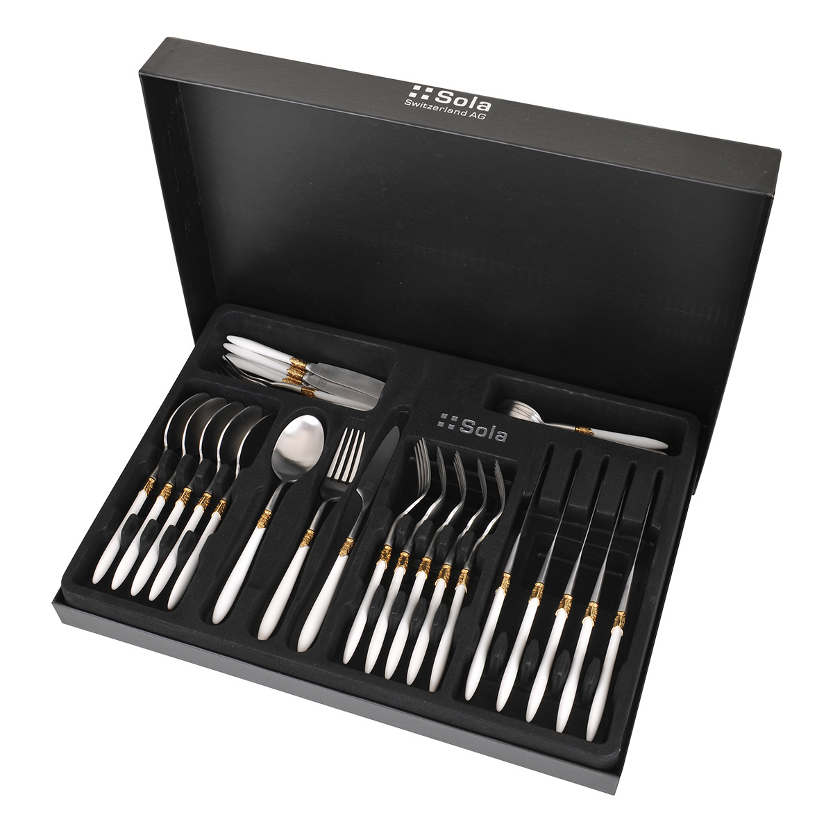 Besteckset 36-tlg. – Gaya Exeter Gold Ring weiss