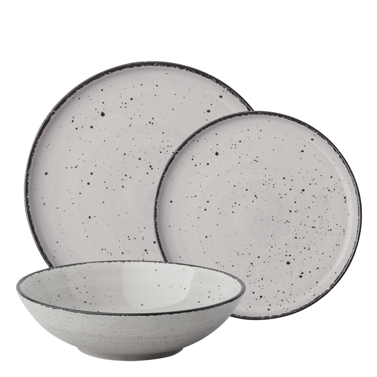 Porzellan Set 18-tlg. - Gaya Atelier light grey speckled