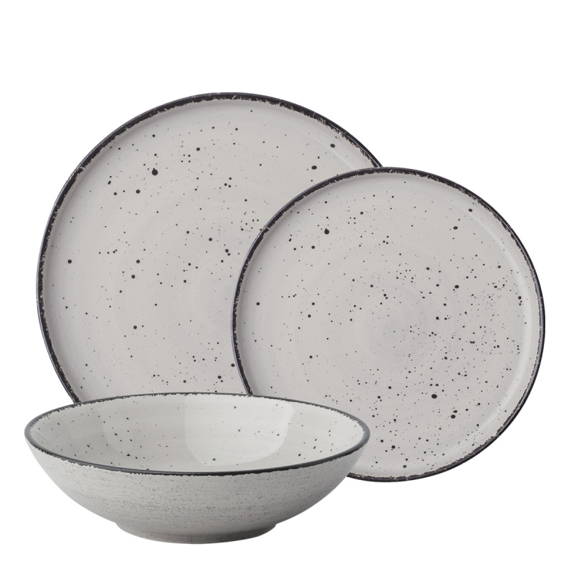 Porzellan Set 18-tlg. - Gaya Atelier light grey speckled