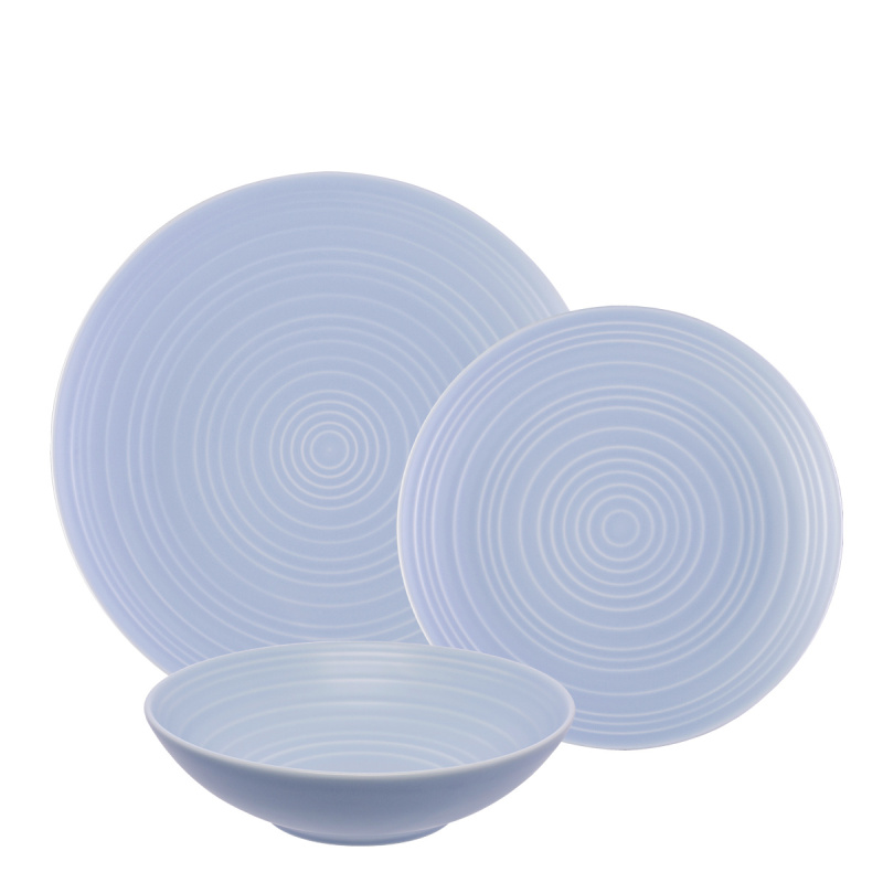 Porzellan-Set hellblau matt 18 tlg. - Gaya RGB Spiral