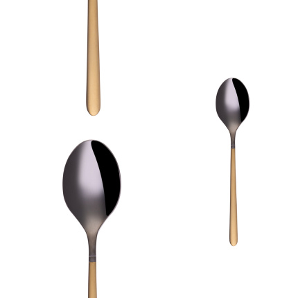 Kaffeelöffel-Set 4-tlg. - Porto PVD dunkel Titan / gold sandgestrahlt