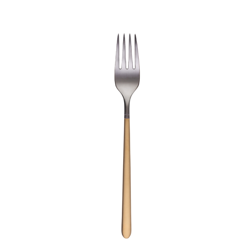 Besteck-Set 16-tlg. — Porto PVD dunkel Titan / gold sandgestrahlt